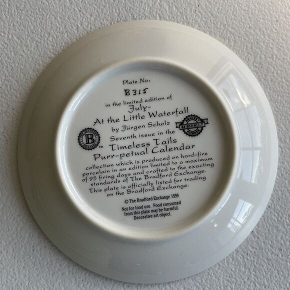 July - At The Little Waterfall Plate Cat Kitten By Jurgen Scholz Timeless Tails - Picture 6 of 9